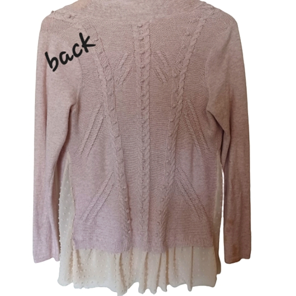 Anthropologie Pale Pink Knit Tie-Front Cardigan - Picture 2 of 13
